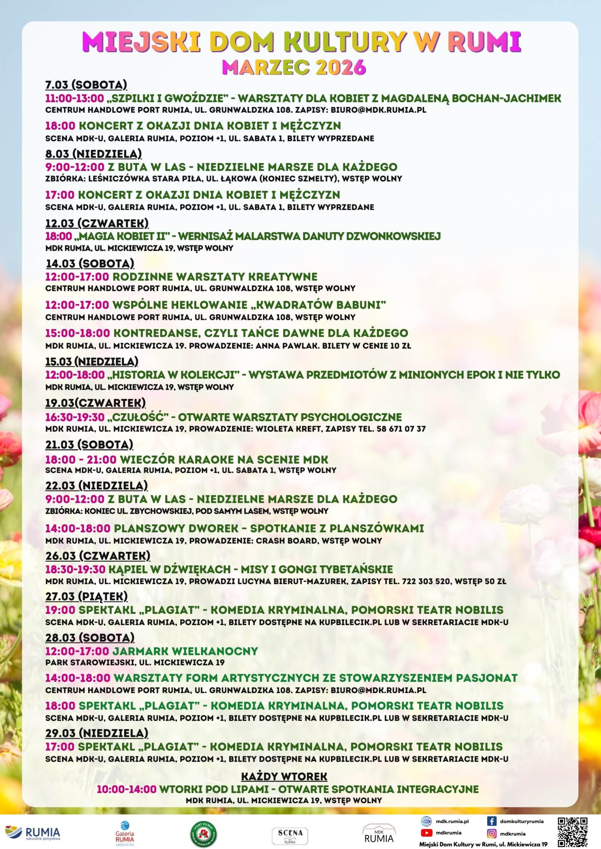 MARZEC - kalendarz wydarzeń