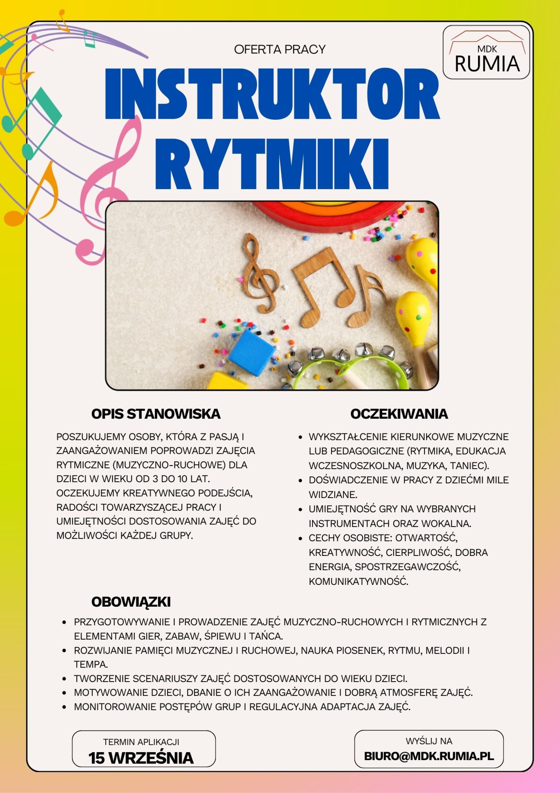 OFERTA PRACY - Instruktor rytmiki
